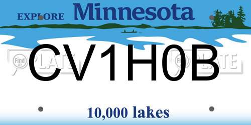 CV1H0B Minnesota License Plate