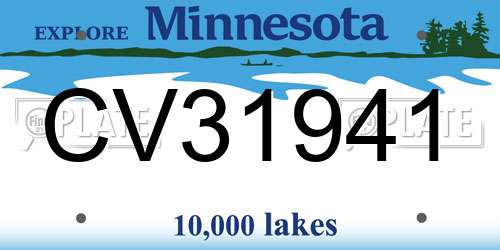 CV31941 Minnesota License Plate