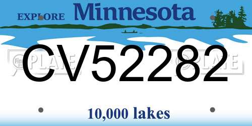 CV52282 Minnesota License Plate