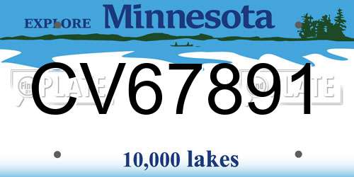 CV67891 Minnesota License Plate