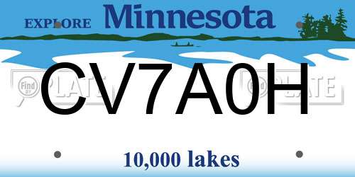 CV7A0H Minnesota License Plate