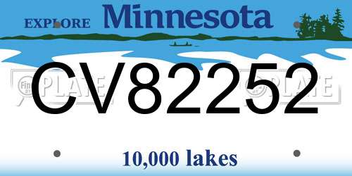 CV82252 Minnesota License Plate