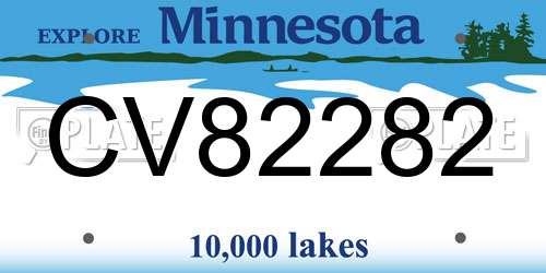 CV82282 Minnesota License Plate