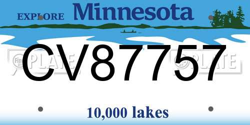 CV87757 Minnesota License Plate