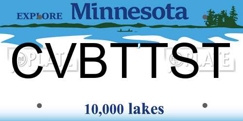 CVBTTST Minnesota License Plate