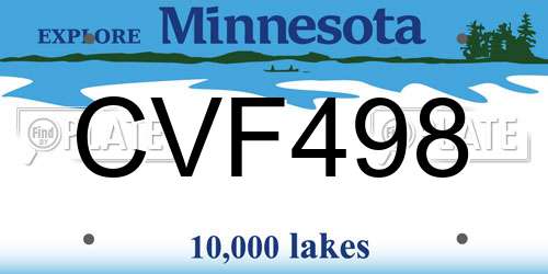 CVF498 Minnesota License Plate
