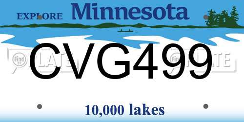 CVG499 Minnesota License Plate