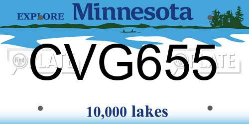 CVG655 Minnesota License Plate