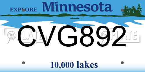 CVG892 Minnesota License Plate