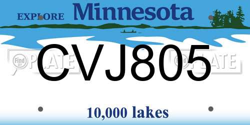 CVJ805 Minnesota License Plate