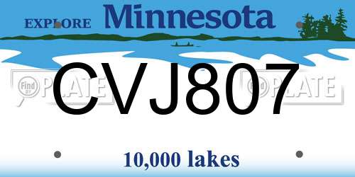 CVJ807 Minnesota License Plate