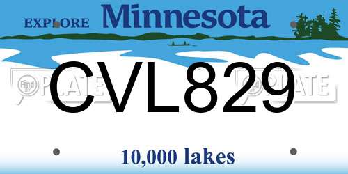 CVL829 Minnesota License Plate