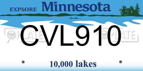 CVL910 Minnesota License Plate