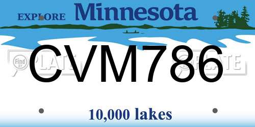 CVM786 Minnesota License Plate