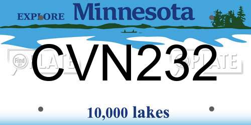 CVN232 Minnesota License Plate
