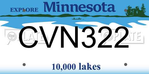 CVN322 Minnesota License Plate
