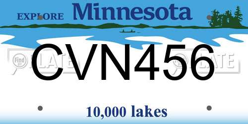CVN456 Minnesota License Plate