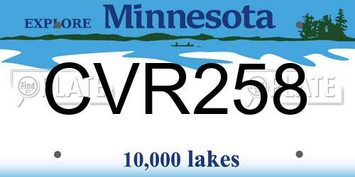 CVR258 Minnesota License Plate