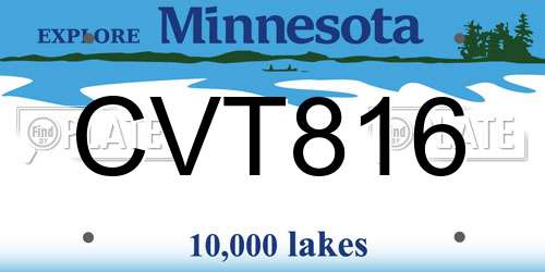 CVT816 Minnesota License Plate