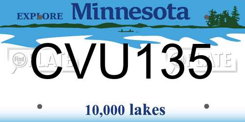 CVU135 Minnesota License Plate