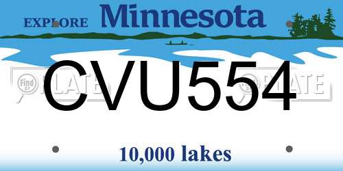 CVU554 Minnesota License Plate