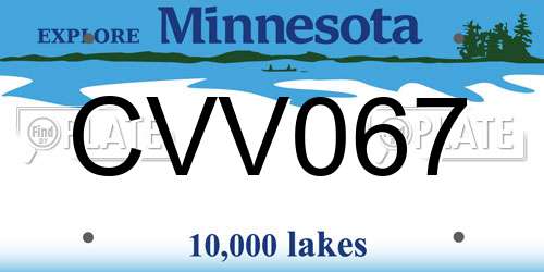 CVV067 Minnesota License Plate