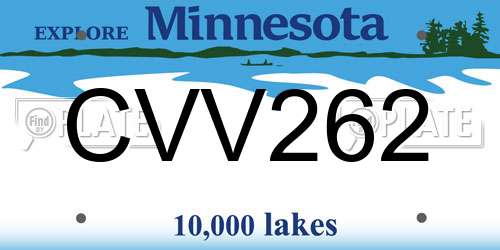 CVV262 Minnesota License Plate