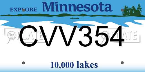 CVV354 Minnesota License Plate
