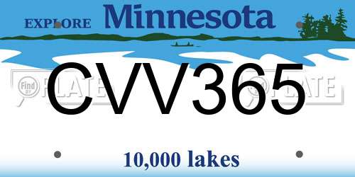 CVV365 Minnesota License Plate
