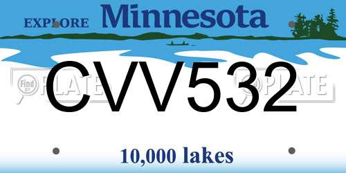 CVV532 Minnesota License Plate