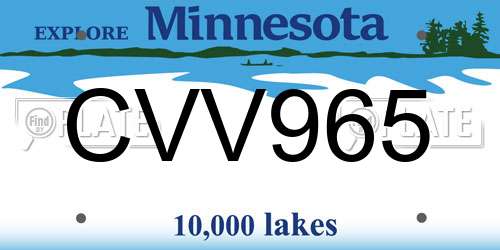 CVV965 Minnesota License Plate