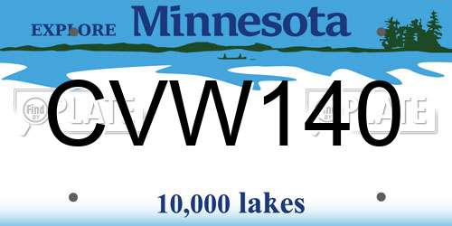CVW140 Minnesota License Plate