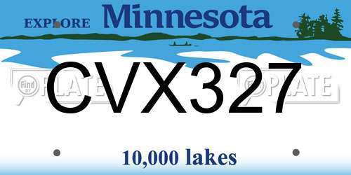 CVX327 Minnesota License Plate