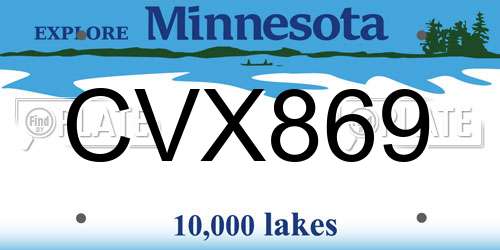 CVX869 Minnesota License Plate