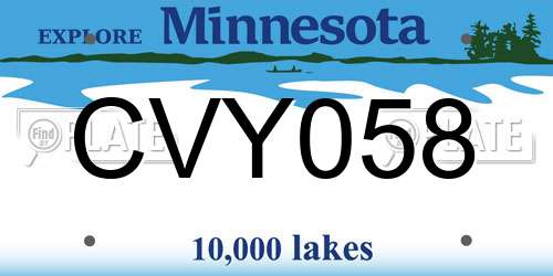 CVY058 Minnesota License Plate