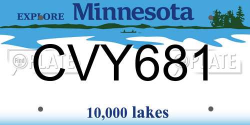 CVY681 Minnesota License Plate