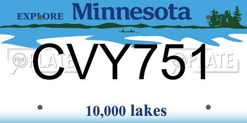 CVY751 Minnesota License Plate