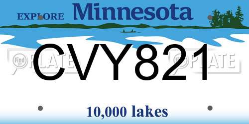 CVY821 Minnesota License Plate