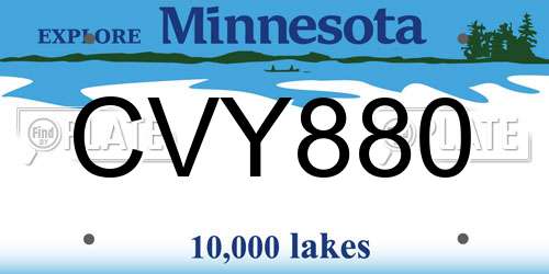 CVY880 Minnesota License Plate