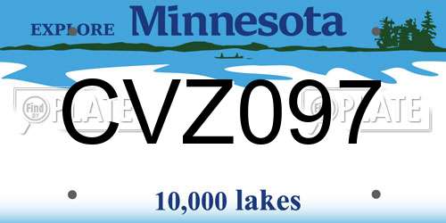 CVZ097 Minnesota License Plate