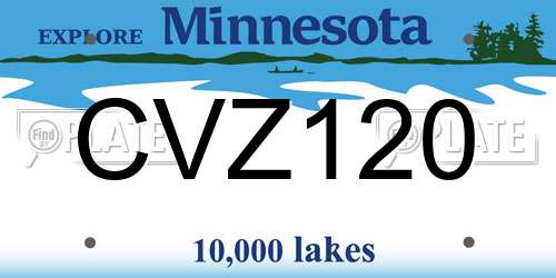 CVZ120 Minnesota License Plate