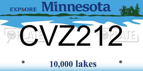 CVZ212 Minnesota License Plate