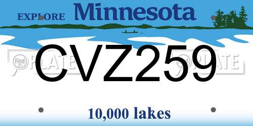 CVZ259 Minnesota License Plate