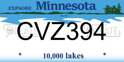 CVZ394 Minnesota License Plate
