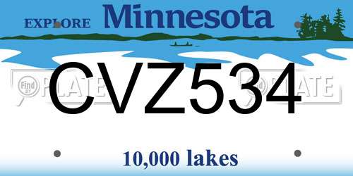 CVZ534 Minnesota License Plate
