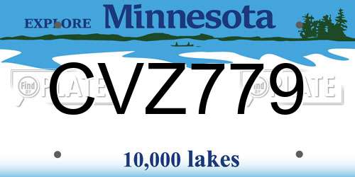 CVZ779 Minnesota License Plate