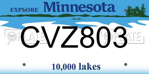 CVZ803 Minnesota License Plate