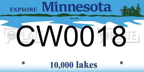 CW0018 Minnesota License Plate
