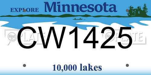 CW1425 Minnesota License Plate