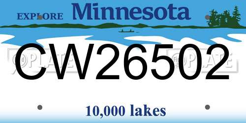 CW26502 Minnesota License Plate